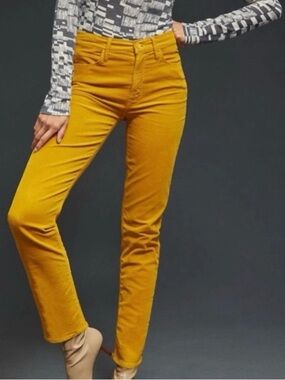Mother sz 29 Mid Rise Dazzler Ankle Mustard Yellow Corduroy Pants great cond